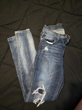 Judy Blue Faded Dark Blue Distressed Skinny Jeans